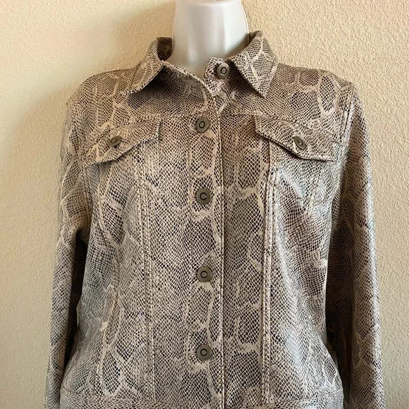 Good looking jacket Python look in cream and brown. Size 12 Ruby Rd - Picture 1 of 11